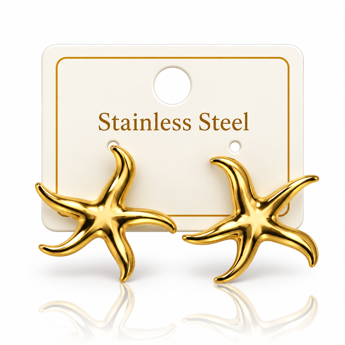 Gold-Tone Stainless Steel Starfish Stud Earrings