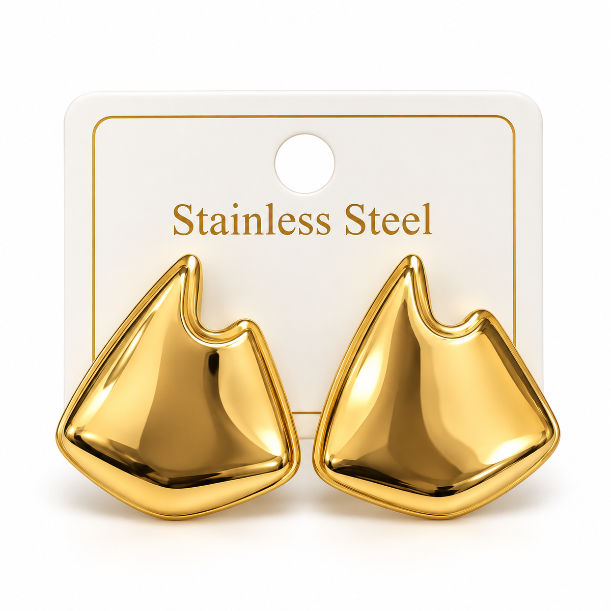 ABSTRACT STATEMENT LUXURY GOLD-TONE STAINLESS STEEL STUD EARRINGS