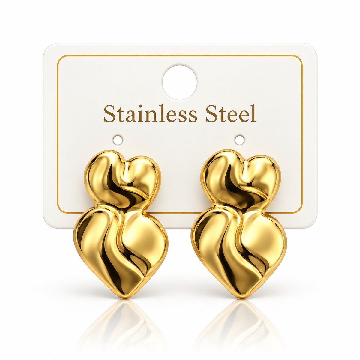 Elegant Gold Heart-Shaped Stainless Steel Earrings