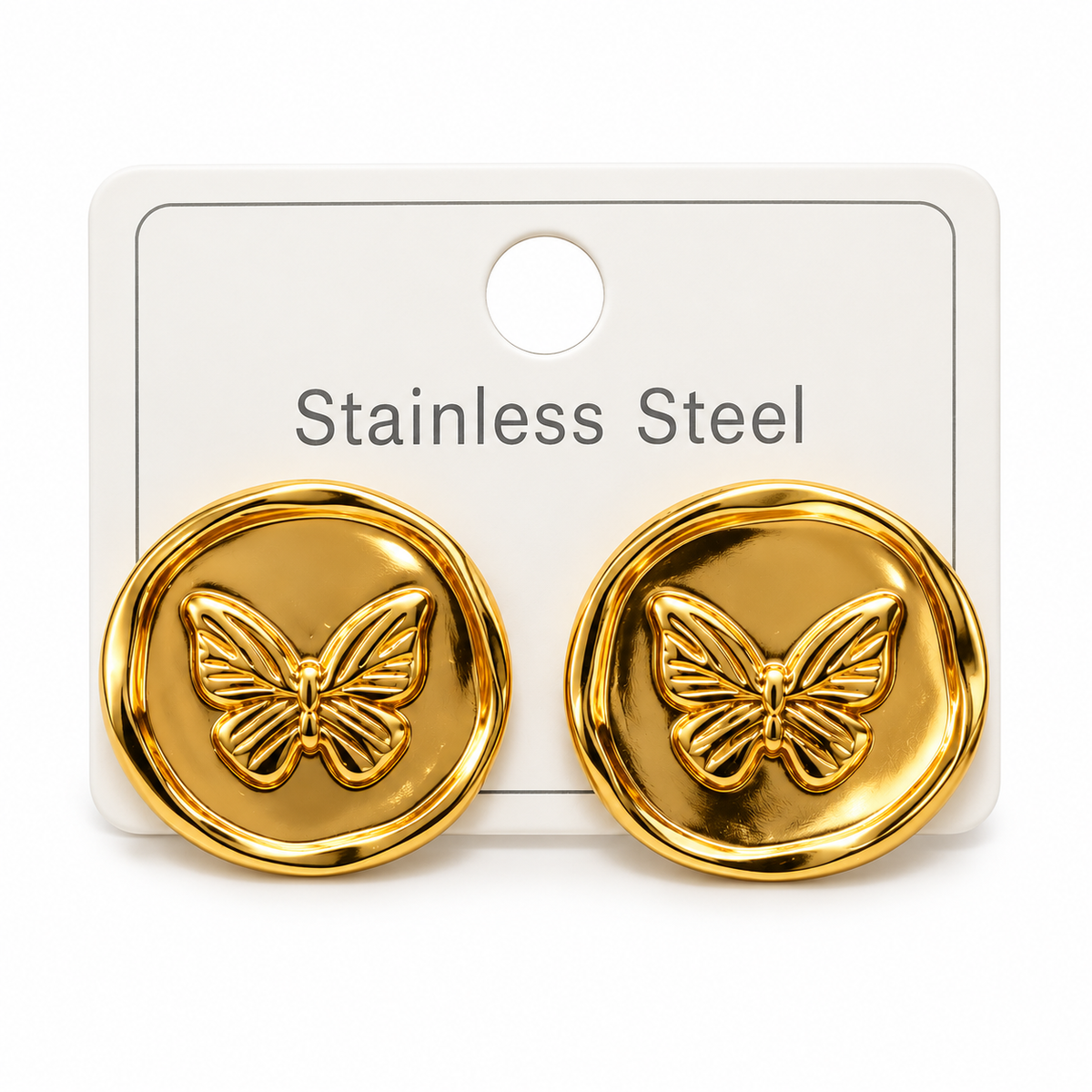 BUTTERFLY STUD LUXURY GOLD-TONE EARRINGS