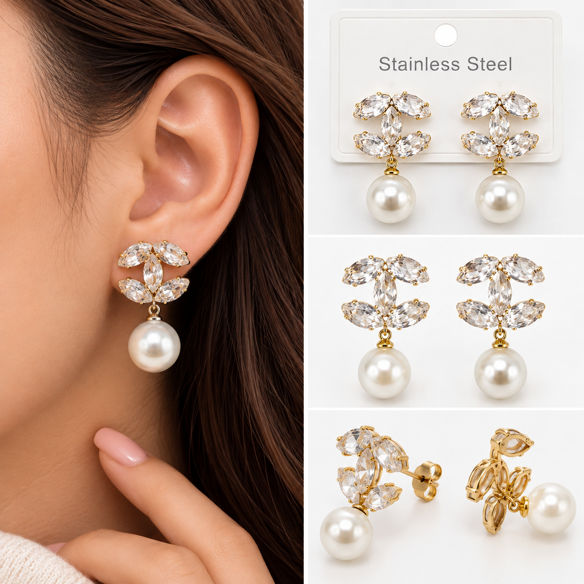 Copper Plated Zircona Earrings
