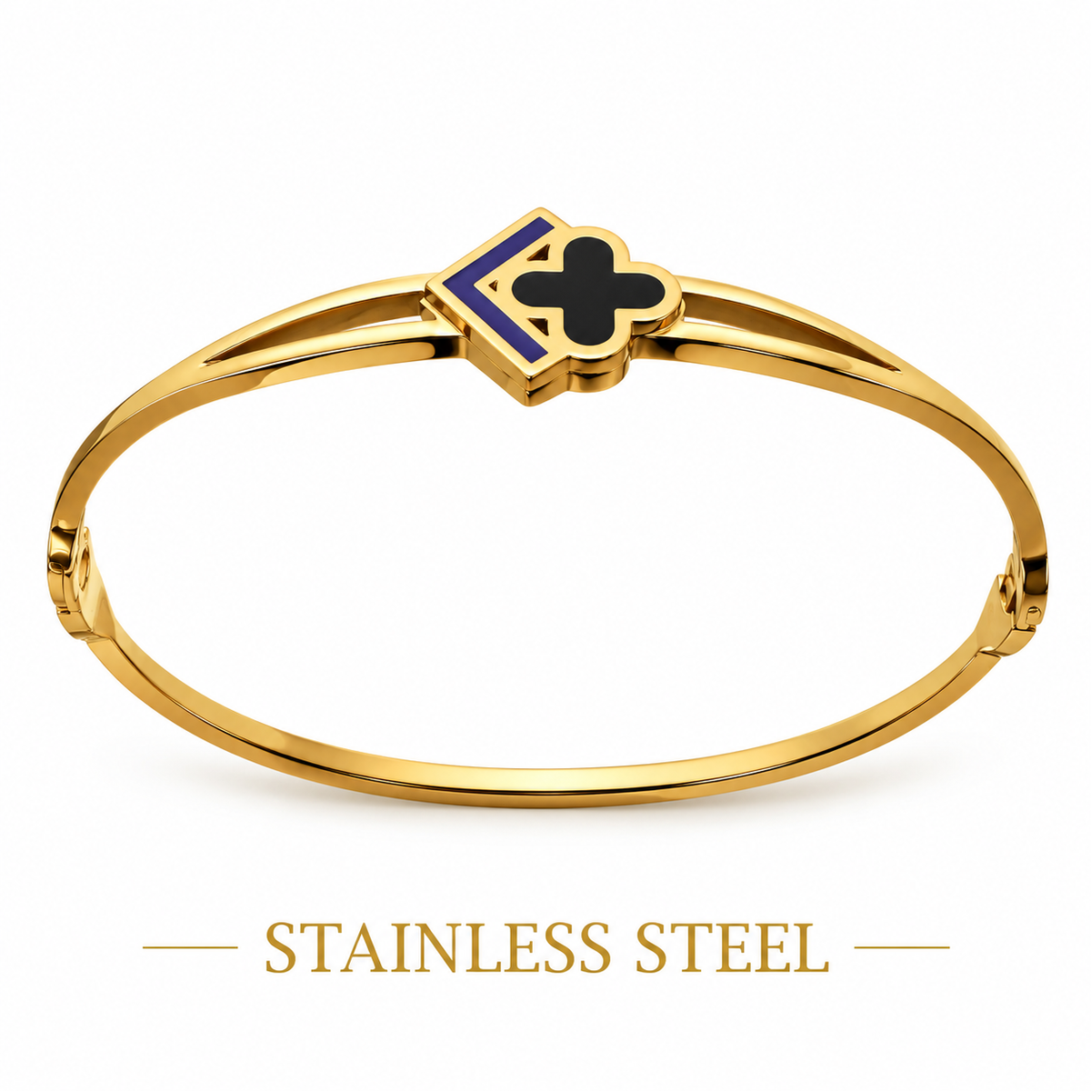 LUXURY GOLD-TONE STAINLESS STEEL QUATREFOIL BRACELET