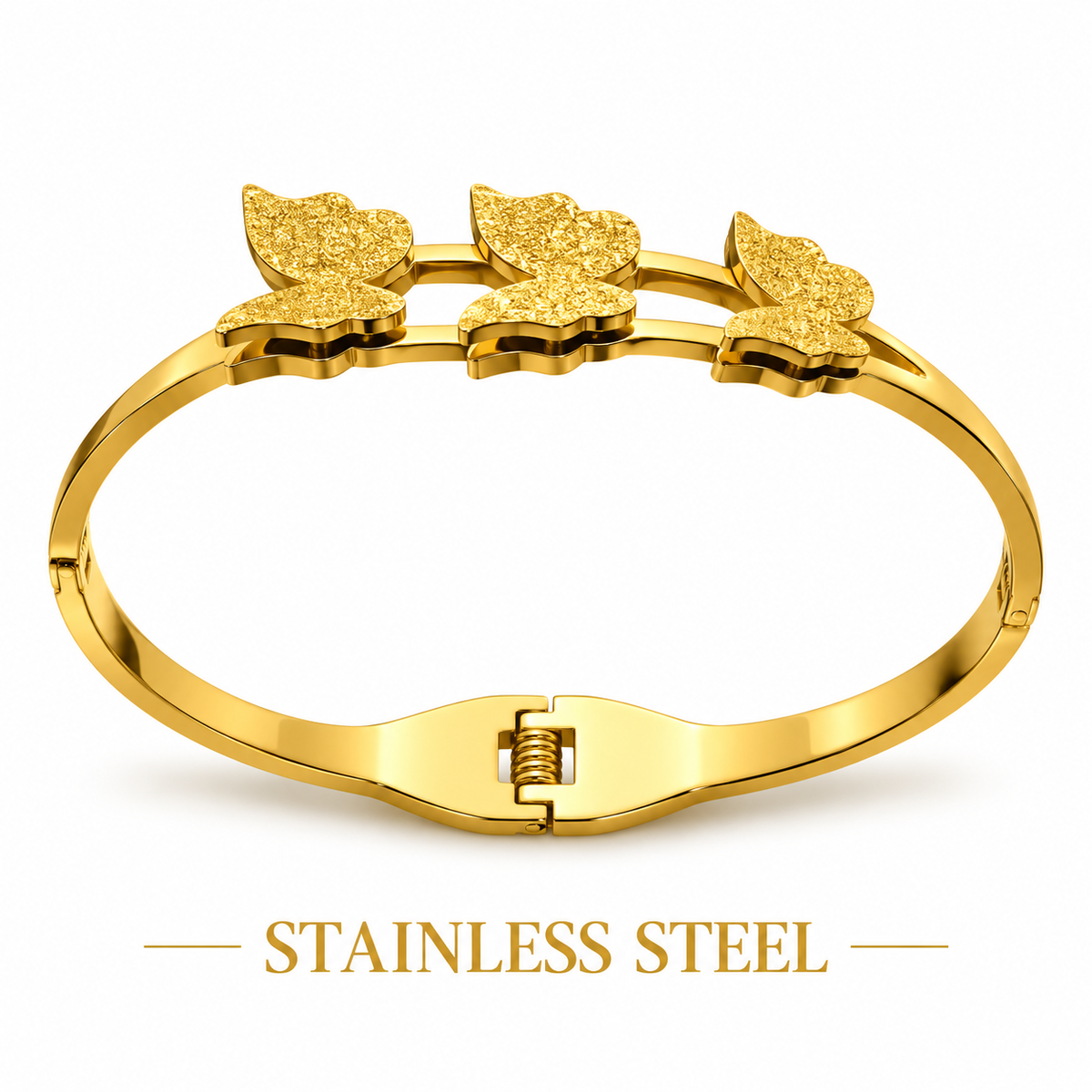 BUTTERFLY LUXURY GOLD-TONE STAINLESS STEEL BRACELET
