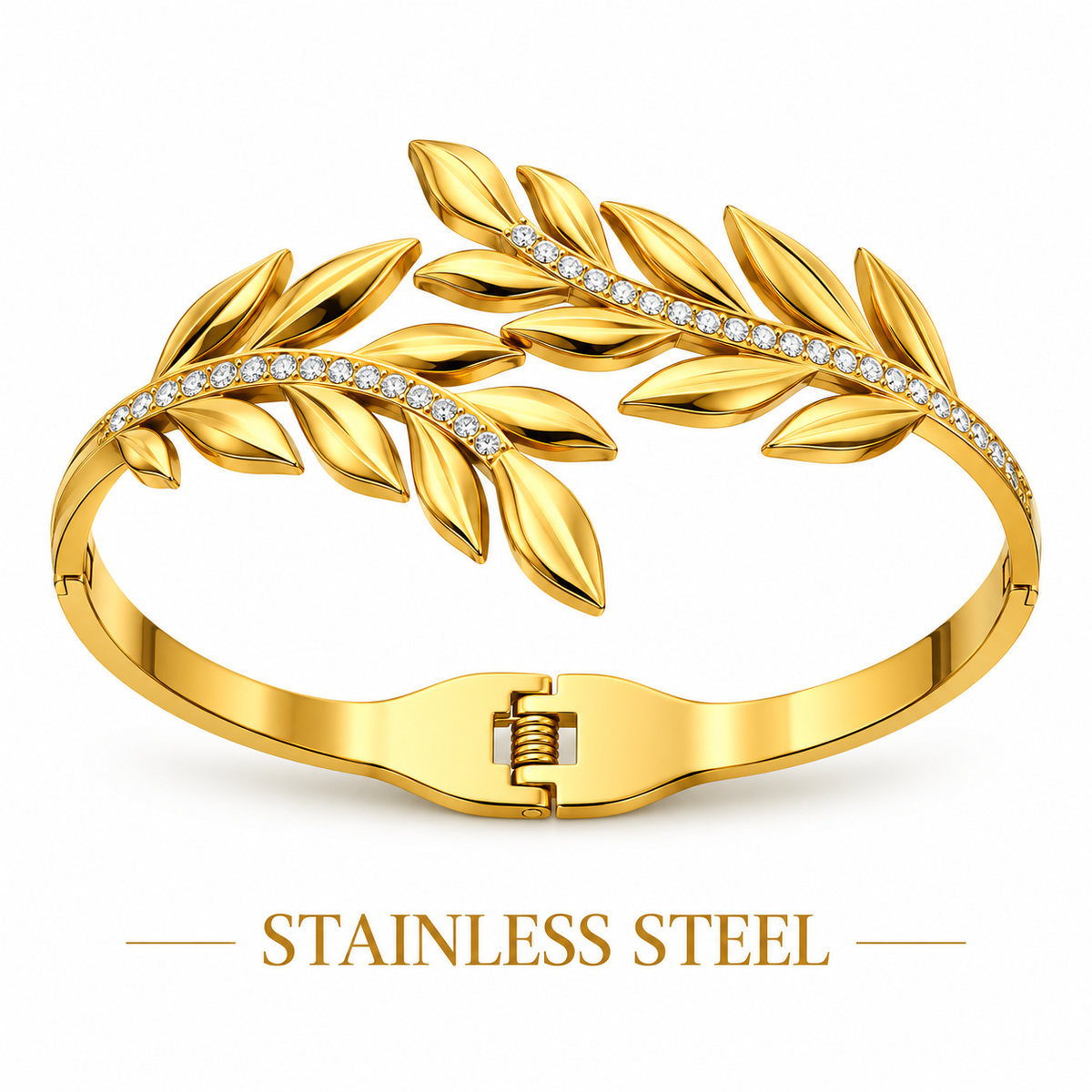 LAUREL LEAF CRYSTAL LUXURY GOLD-TONE STAINLESS STEEL BRACELET
