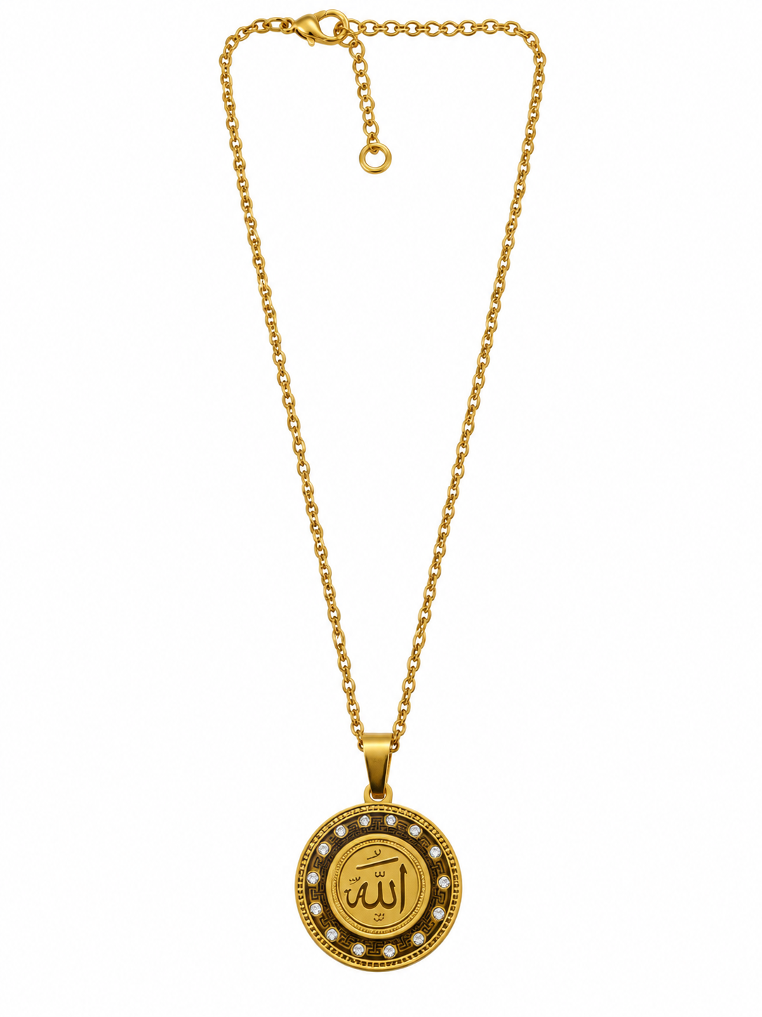 GOLD-TONE ALLAH ROUND PENDANT NECKLA