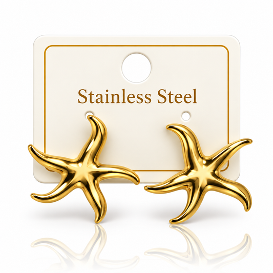 Gold-Tone Stainless Steel Starfish Stud Earrings