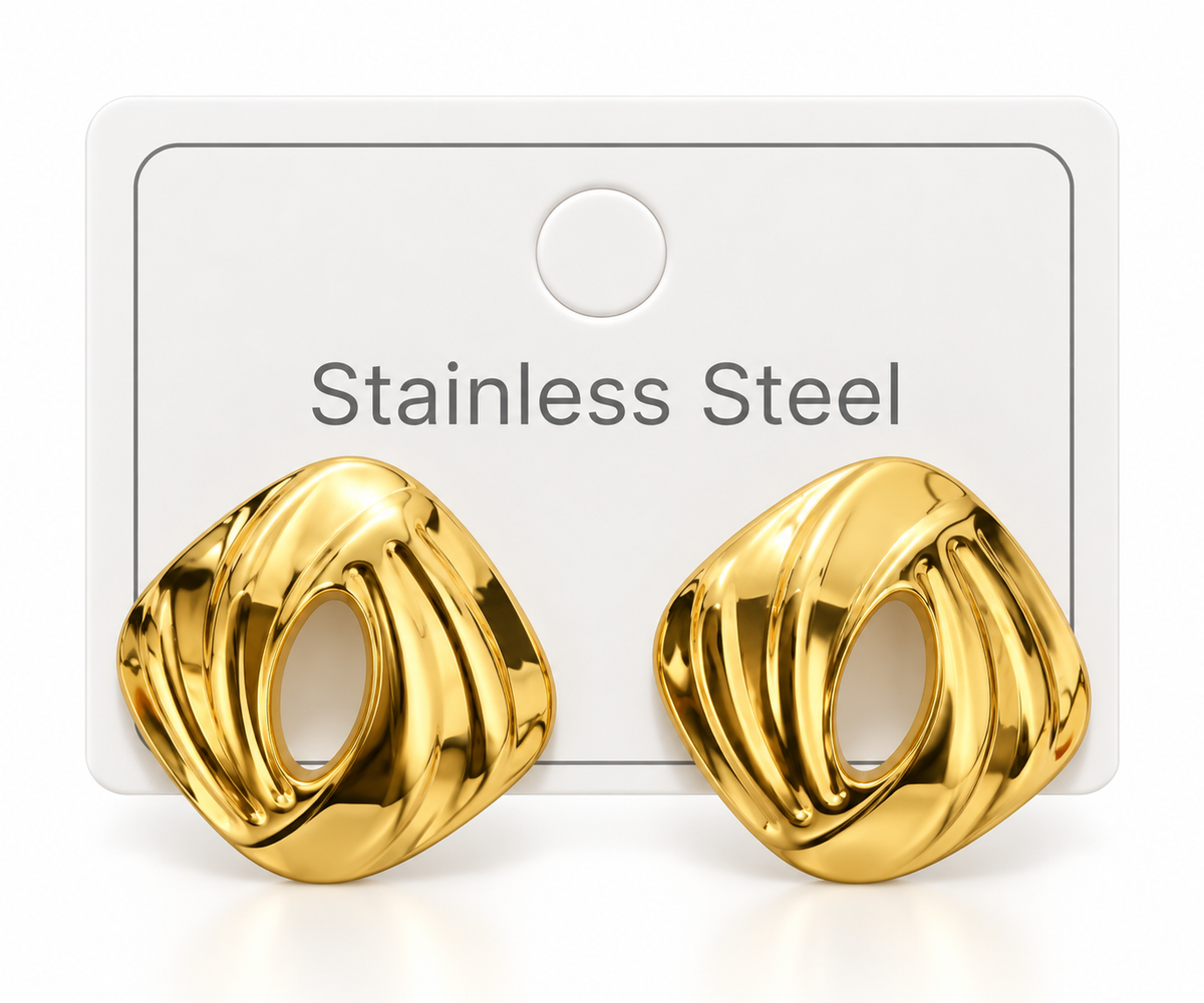 Gold-Tone Stainless Steel Geometric Stud Earrings