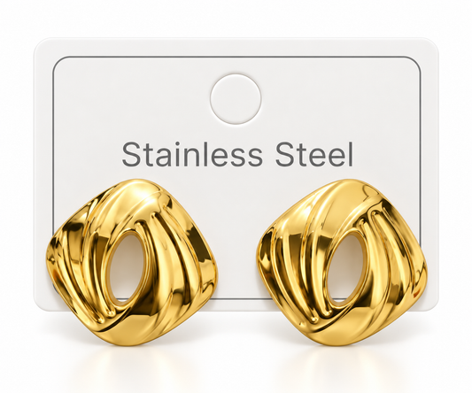 Gold-Tone Stainless Steel Geometric Stud Earrings
