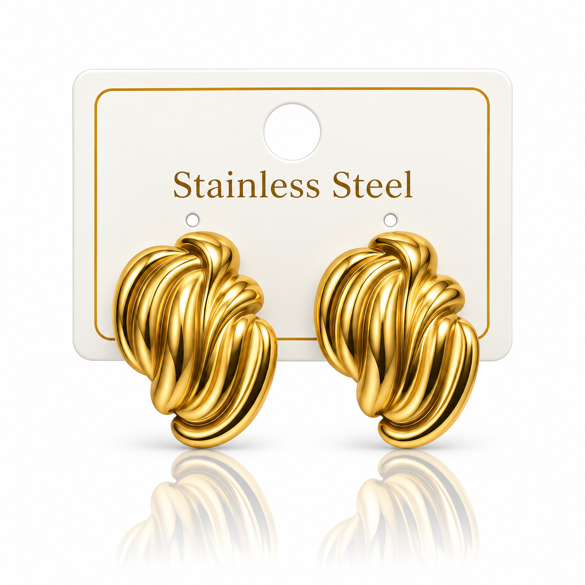 Elegant Gold-Tone Stainless Steel Statement Earrings