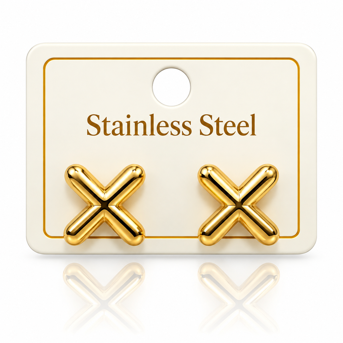 Gold-Tone Stainless Steel X-Shaped Stud Earrings