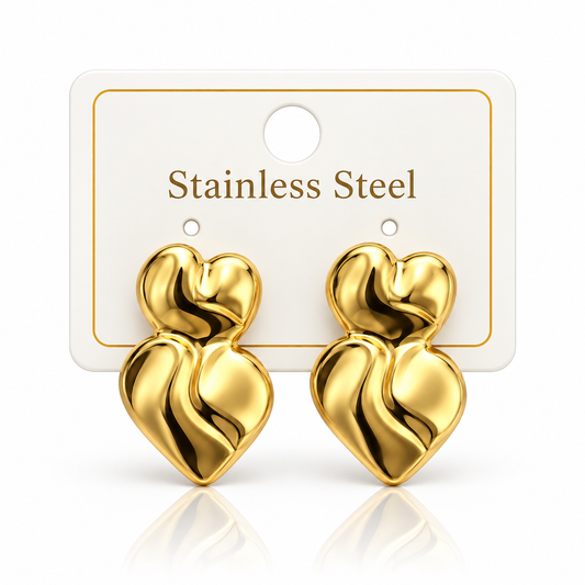 Elegant Gold Heart-Shaped Stainless Steel Earrings