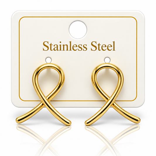 Gold-Tone Stainless Steel Infinity Loop Drop Earrings