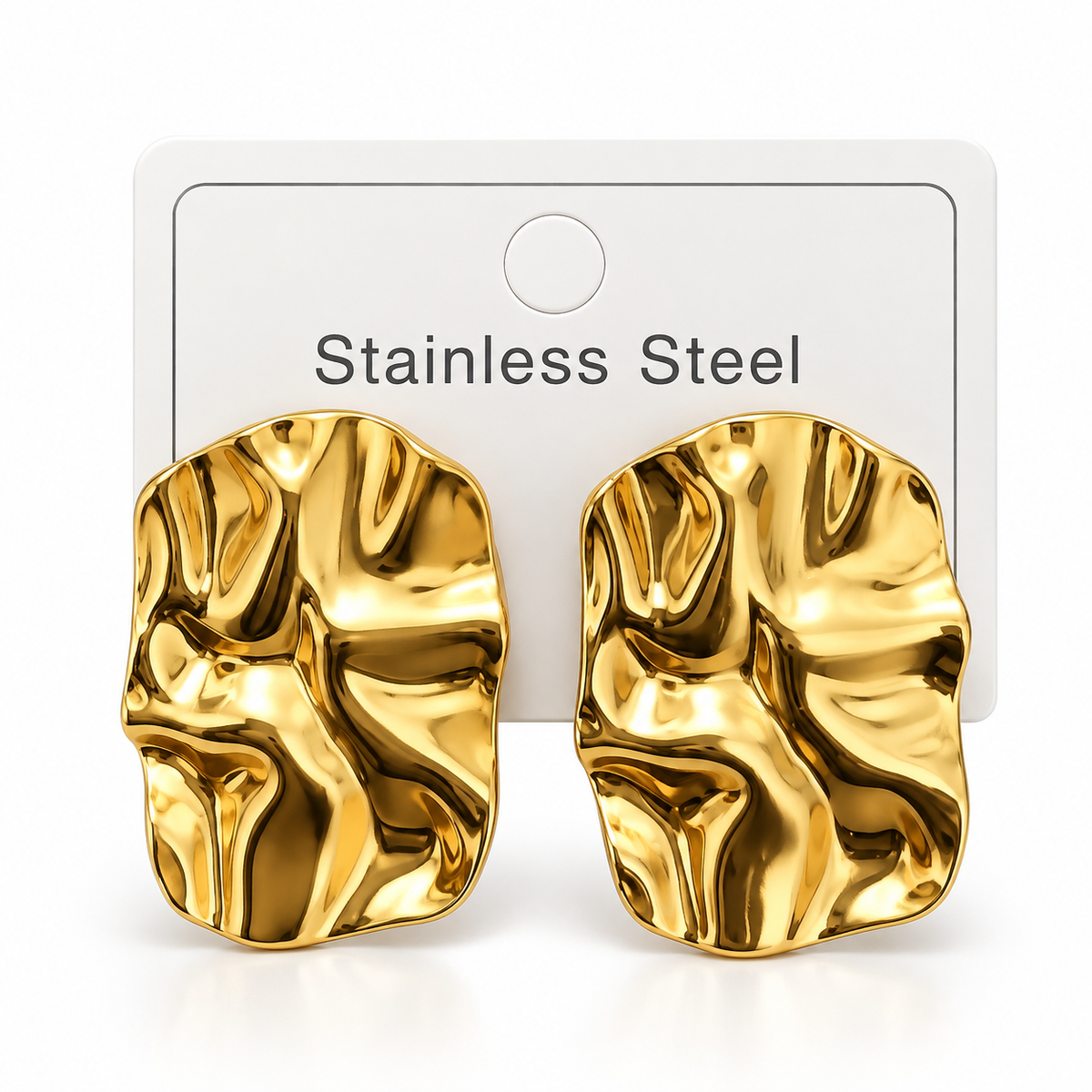 Gold-Tone Stainless Steel Abstract Sculpted Stud Earrings