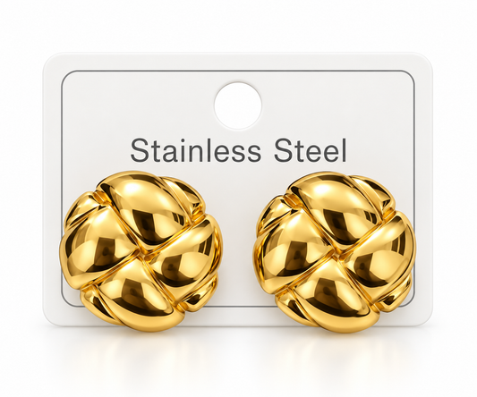 Gold-Tone Stainless Steel Sculpted Flower Stud Earrings