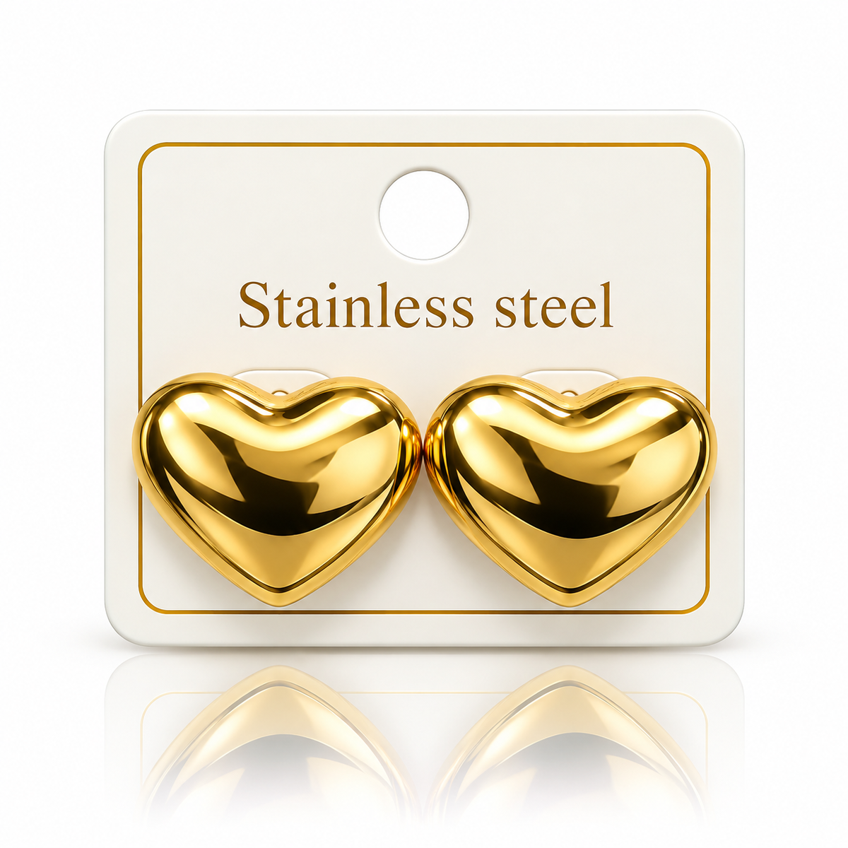 Gold-Tone Stainless Steel Classic Heart Stud Earrings