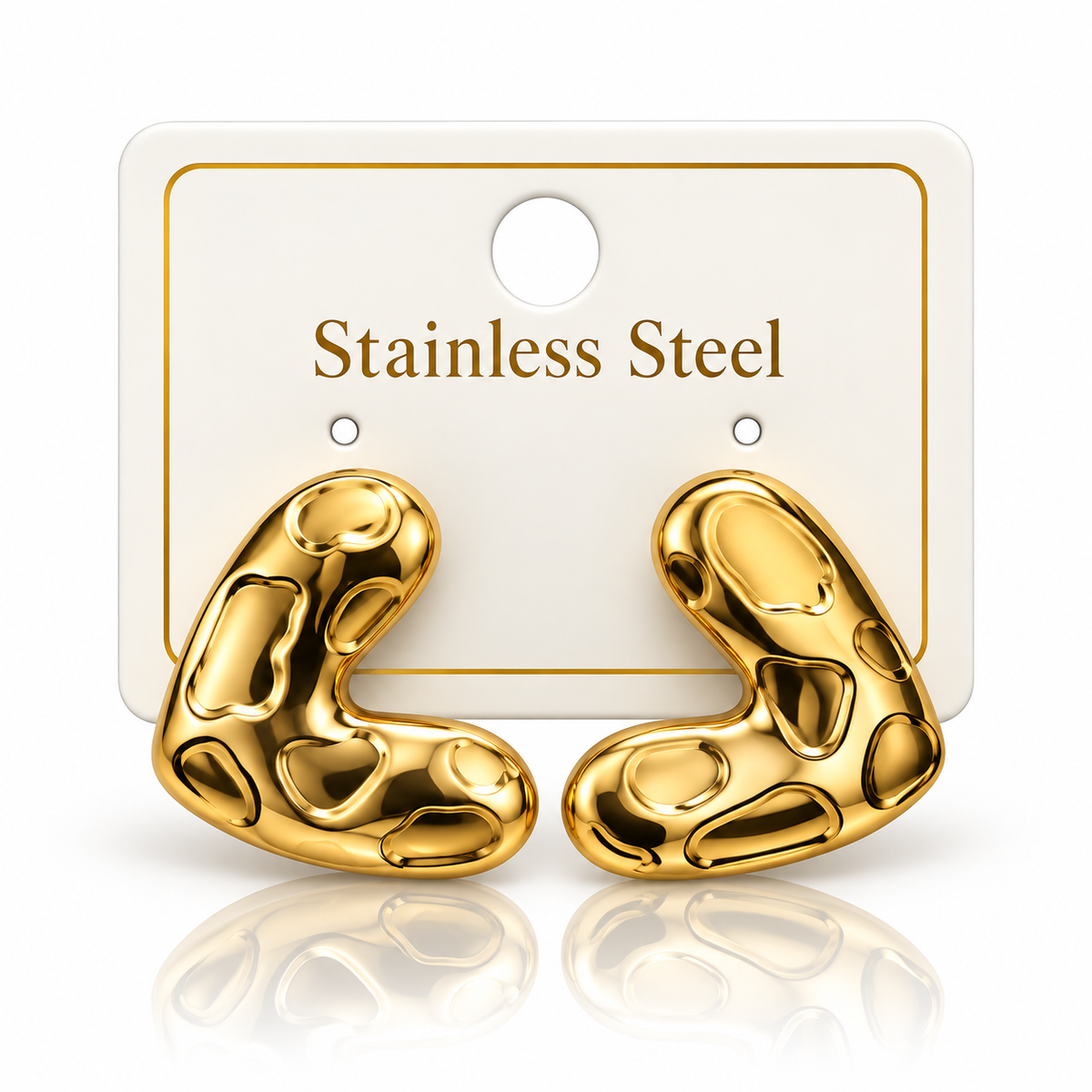 Gold-Tone Stainless Steel Abstract Organic Stud Earrings