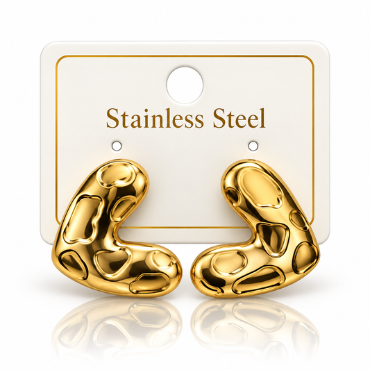 Gold-Tone Stainless Steel Abstract Organic Stud Earrings