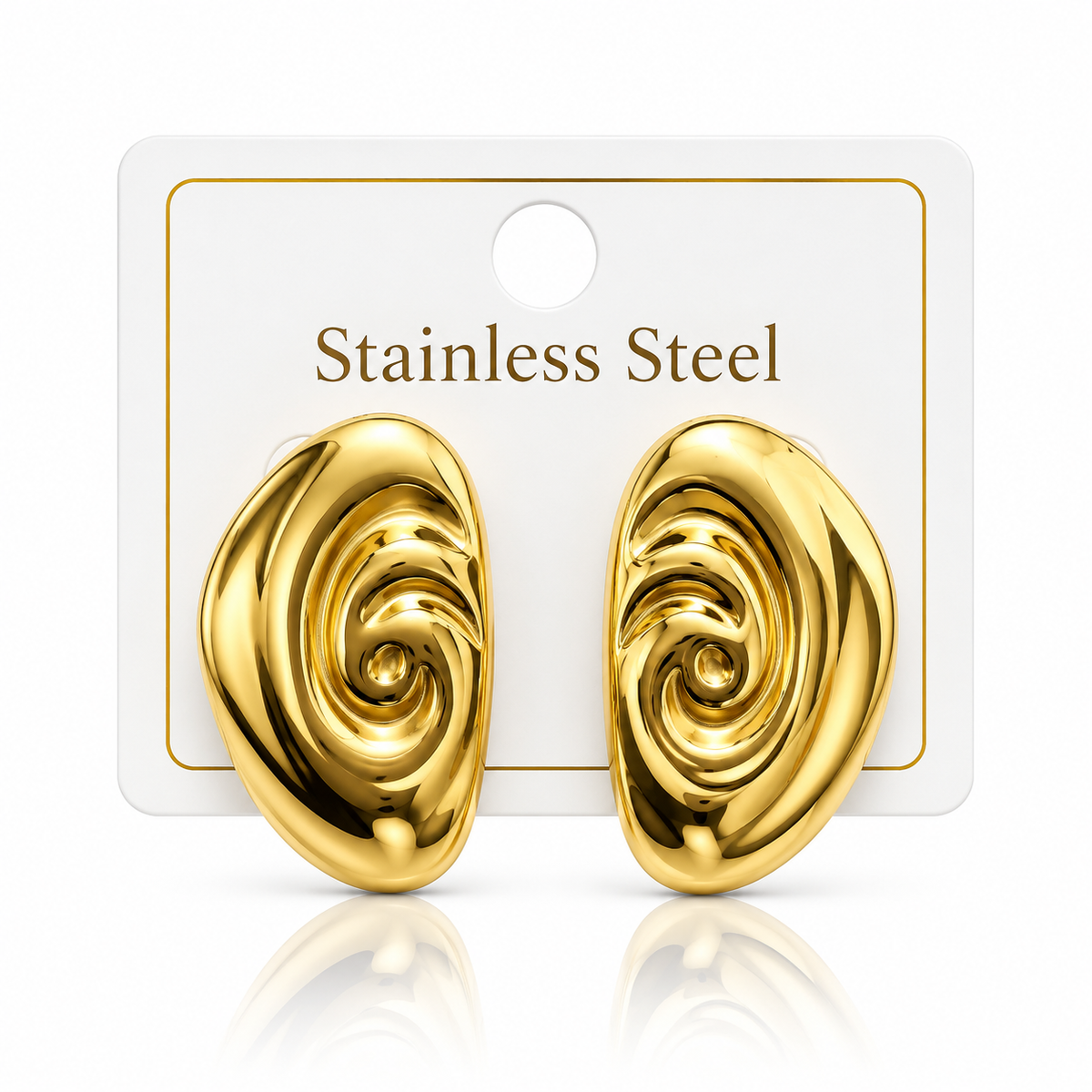 Gold Spiral Stainless Steel Statement Earrings