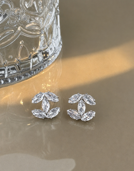 Coper Plated Zircona Chanel Earrings