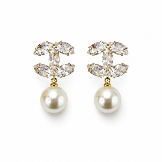 Copper Plated Zircona Earrings
