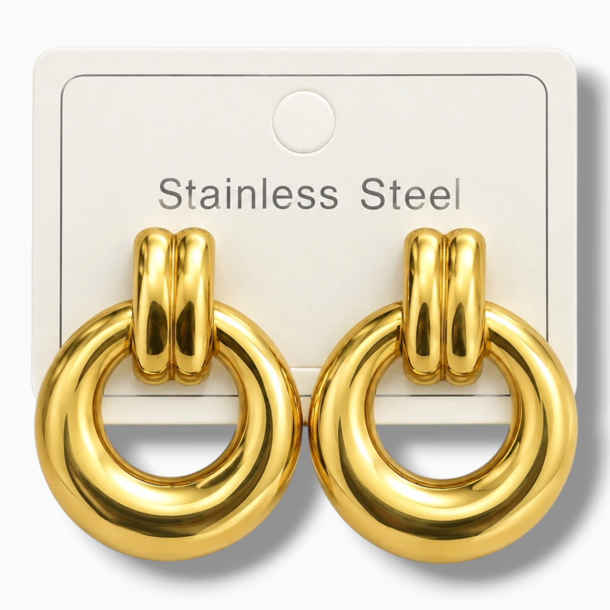 Gold-Tone Stainless Steel Round Hoop Earrings