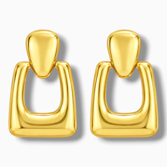 Gold-Tone Stainless Steel Geometric Drop Earrings