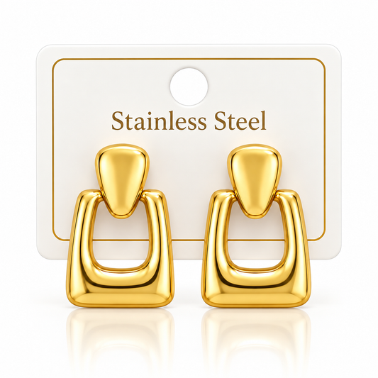 Gold-Tone Stainless Steel Geometric Drop Earrings