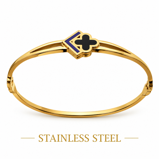 LUXURY GOLD-TONE STAINLESS STEEL QUATREFOIL BRACELET