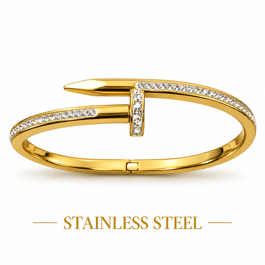 NAIL CRYSTAL LUXURY GOLD-TONE STAINLESS STEEL BRACELET