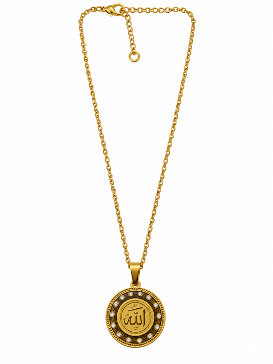GOLD-TONE ALLAH ROUND PENDANT NECKLA