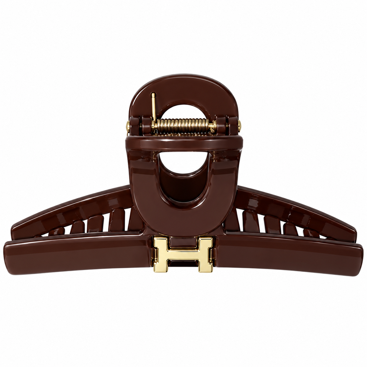 LUXURY BROWN H-DETAIL HAIR CLAW CLIP