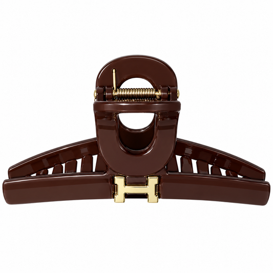 LUXURY BROWN H-DETAIL HAIR CLAW CLIP